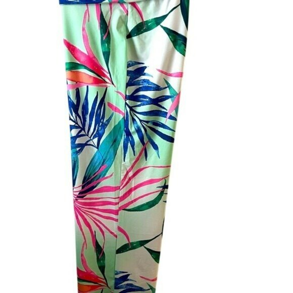 Reel Legends Womens Tropical Print Palazzo Pants L Polyester/Spandex - Picture 1 of 11